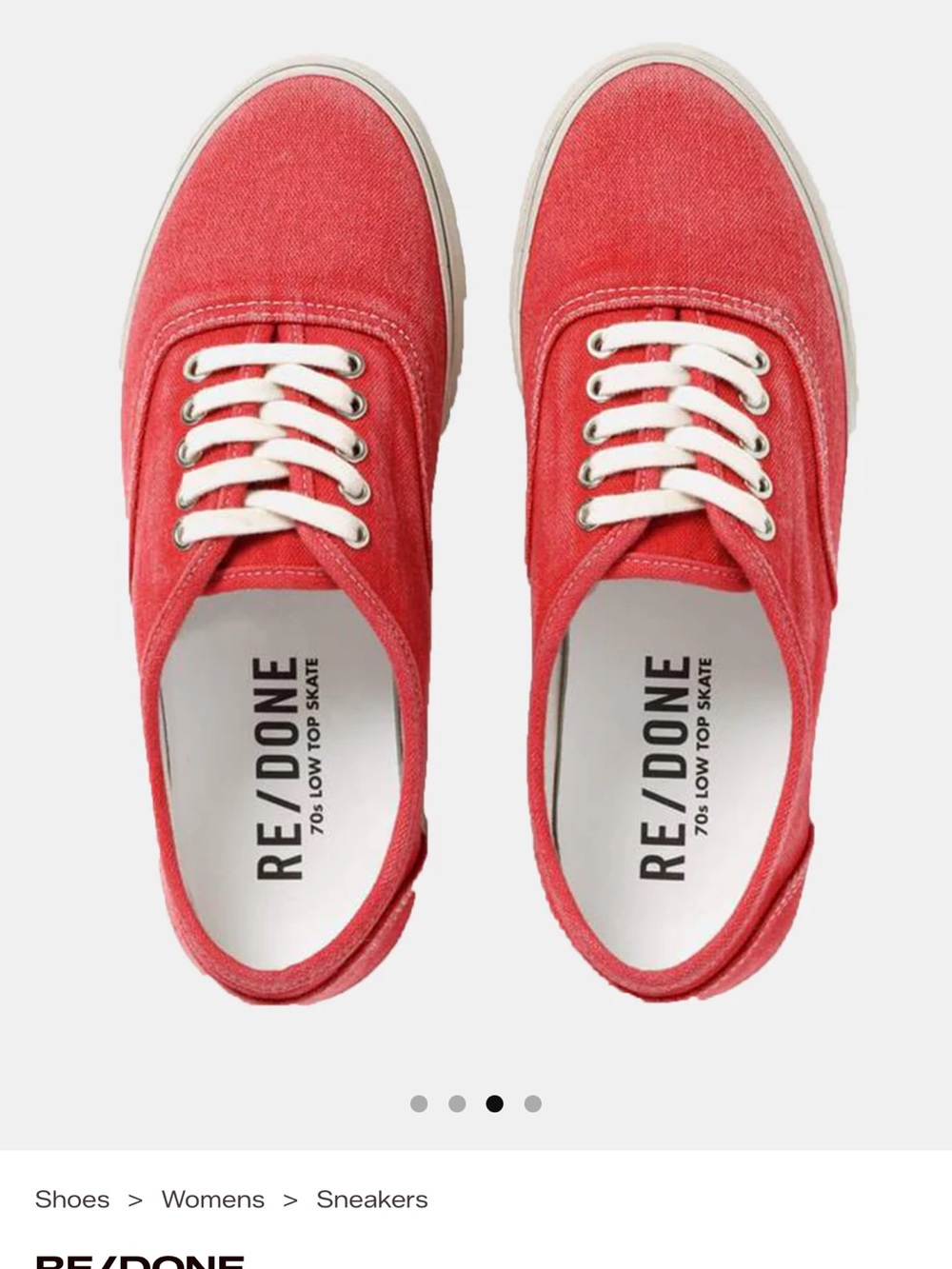 Re/Done Coral-Red Canvas Low-Top Sneakers
